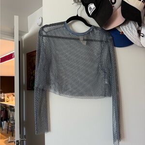 Dolan Shimmering Blue Mesh Top